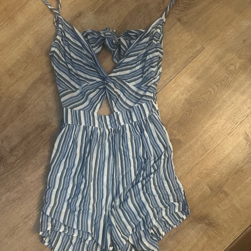 Aeropostale Blue and White Striped Women’s romper